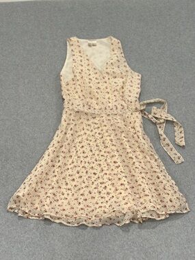 Forever 21 Cream Floral Wrap Mini Dress